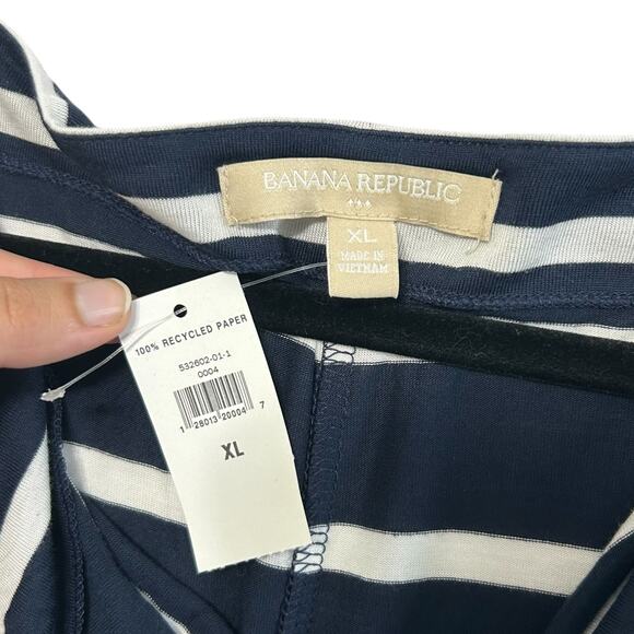 Banana Republic Striped Cowl Neck Top NWT Women's Sz XL Navy White Coastal Chic - Picture 3 of 7